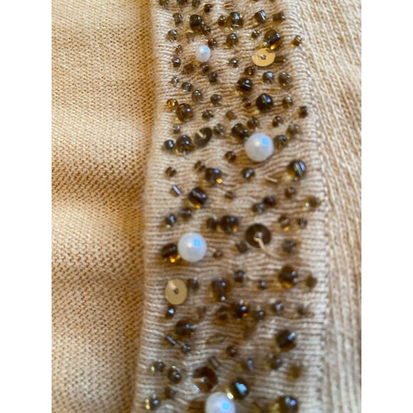 INC NWT Womens Gold Beaded Open Cardigan Sweater 1X Quiet Luxury Glam Party Y2K - Picture 10 of 11